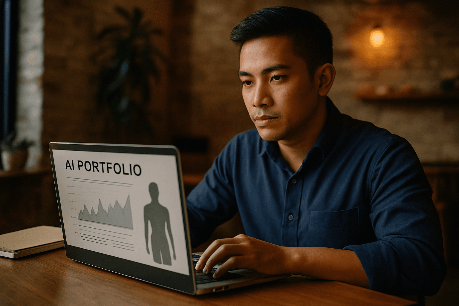 Professional photograph illustrating AI portfolio for Filipino freelancers â cover image for "9 Steps to Build an AI-Credentialed Portfolio That Wins Global Clients in 2026" on AI Talent Academy