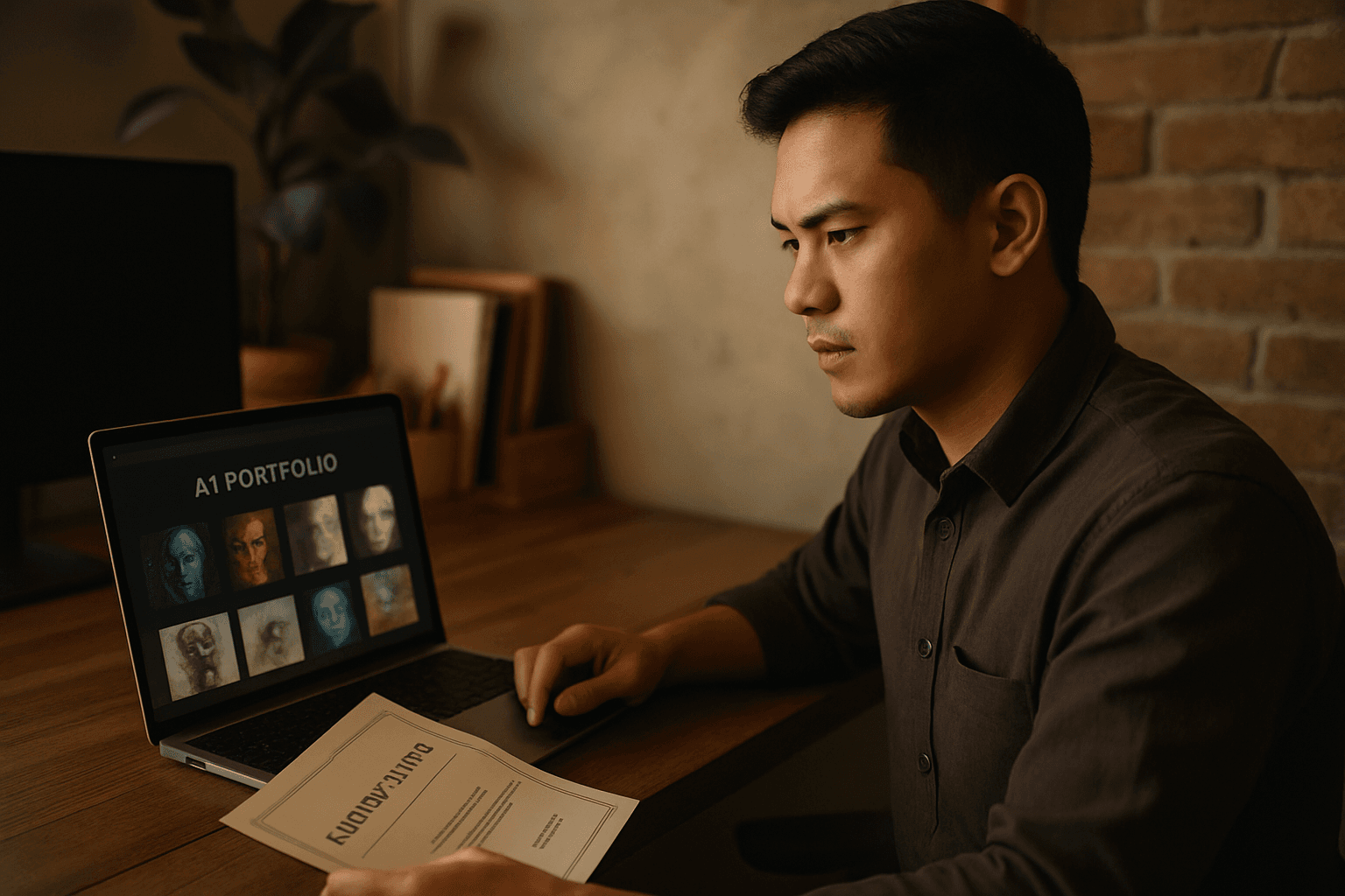 Professional photograph illustrating ai portfolio for graphic designers — cover image for "8 AI Certifications vs. 12 AI Portfolio Projects: Which Helps Filipino Graphic Designers Get Hired Globally Faster?" on AI Talent Academy